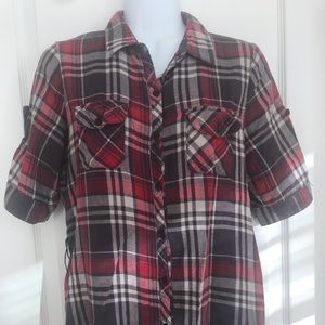Plaid 3/4 Sleeve Shirt